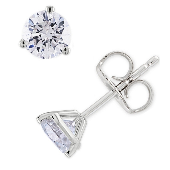 NWT-14k White Gold 1/2 ctw diamond earring studs-Real Diamonds and Real Gold